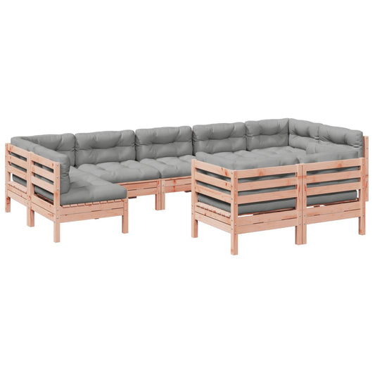 9 Piece Garden Sofa Set With Cushions Solid Wood Douglas Fir