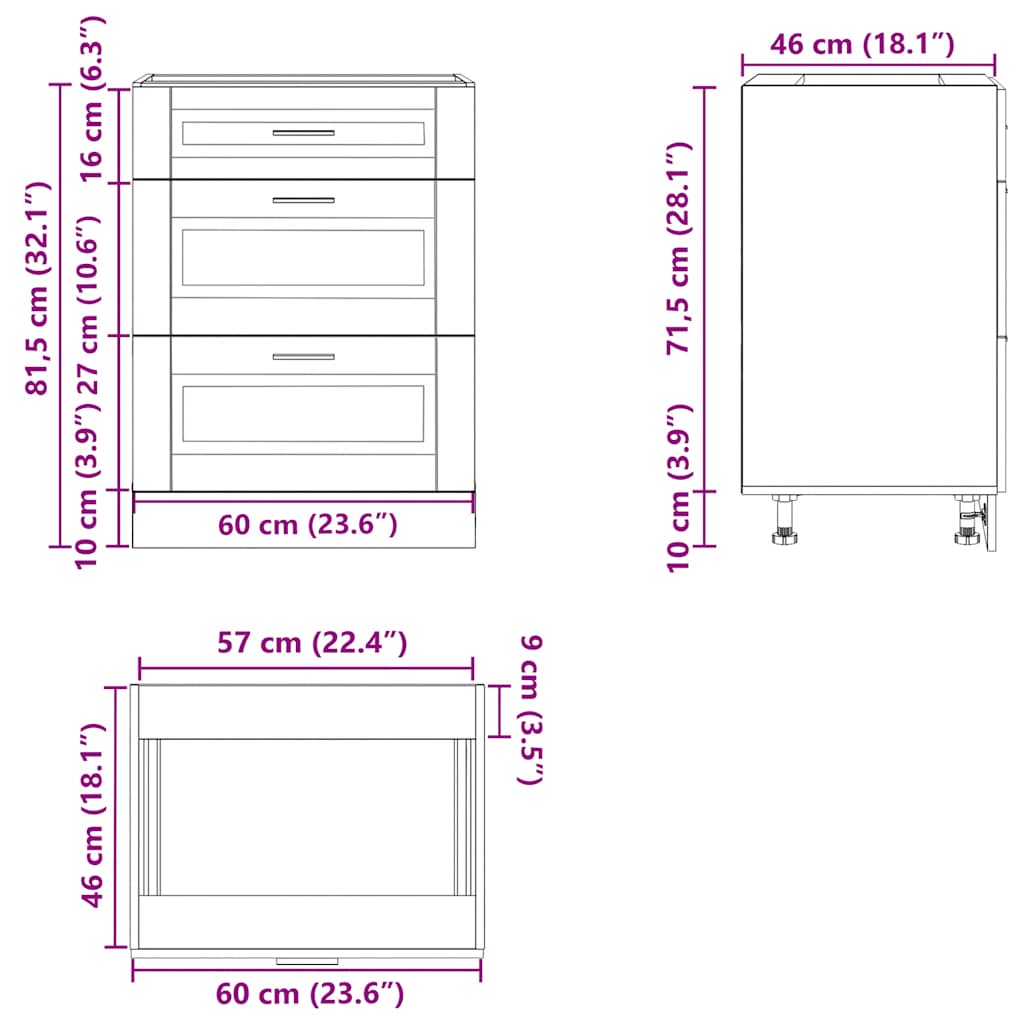 Kitchen Base Cabinet "Porto" Engineered Wood
