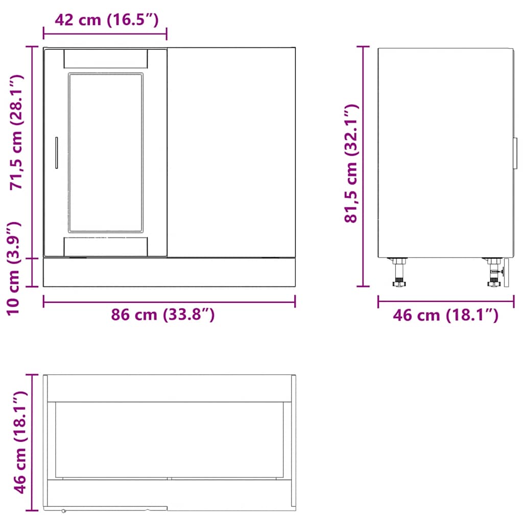Kitchen Base Cabinet "Porto" Engineered Wood