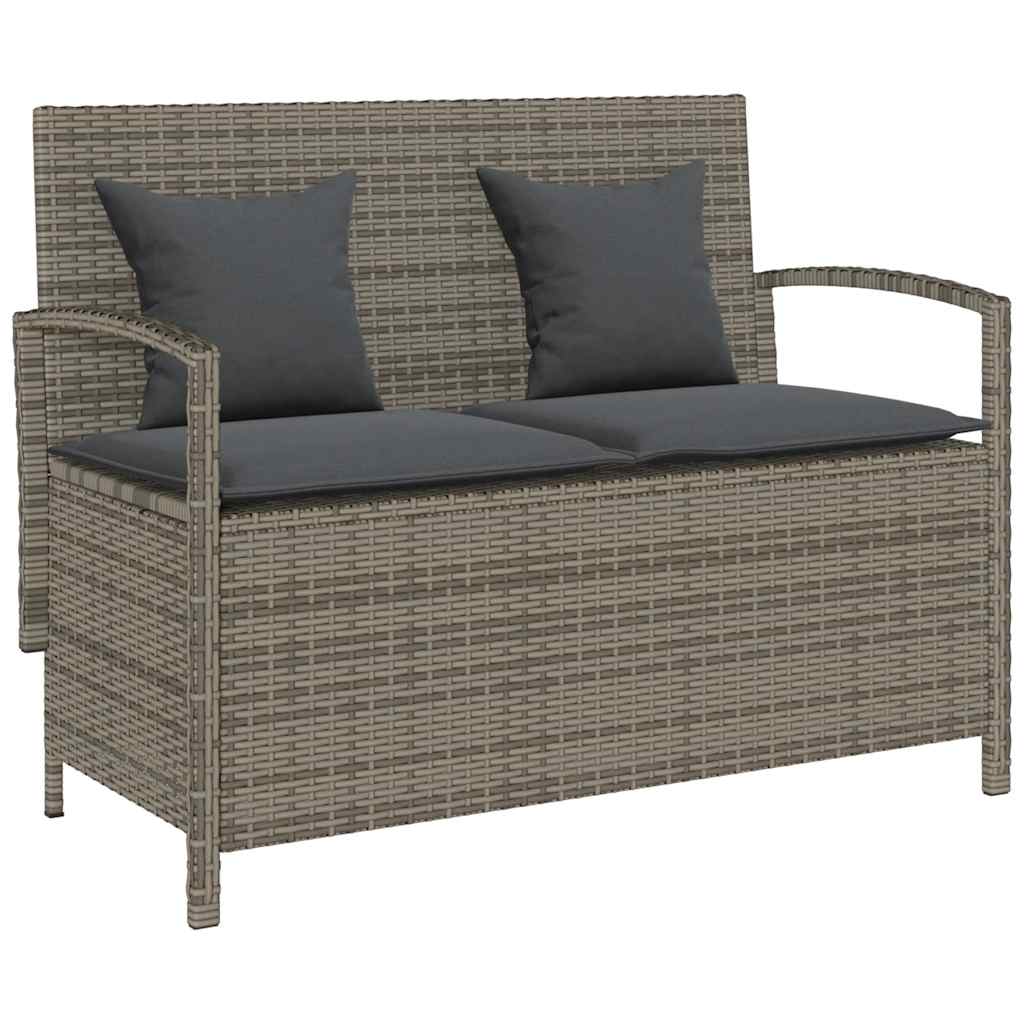 Garden Storage Bench With Cushion Beige Poly Rattan