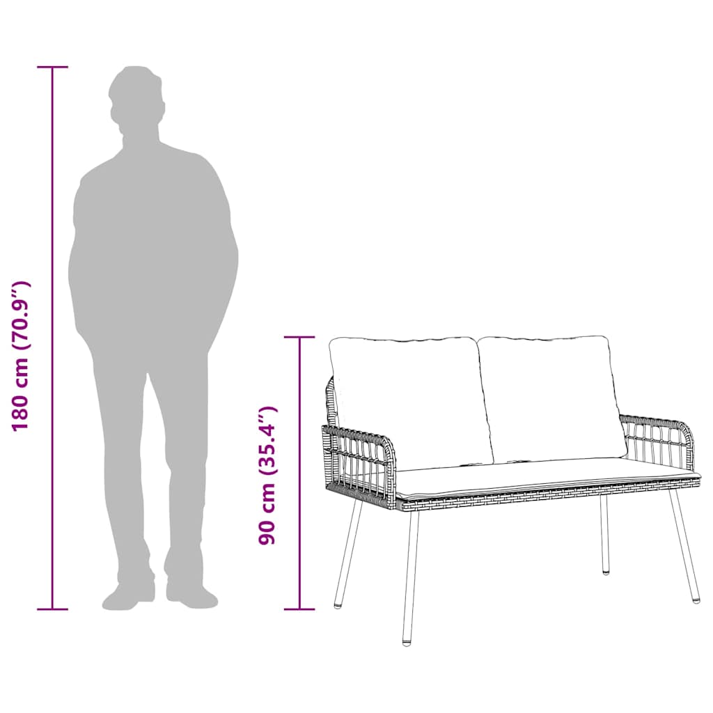 Garden With Cushion Grey 114 X 64 X 78Cm Metal