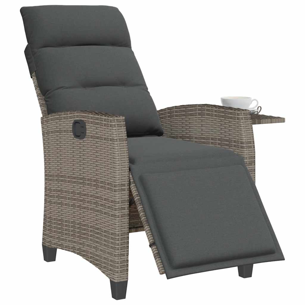Reclining Garden Chair With Side Table Poly Rattan