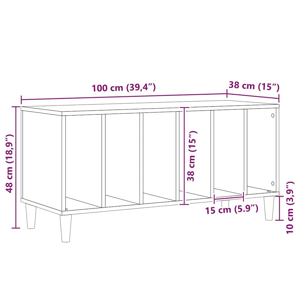 Record Cabinet 100 X 38 X 48 Cm Engineered Wood