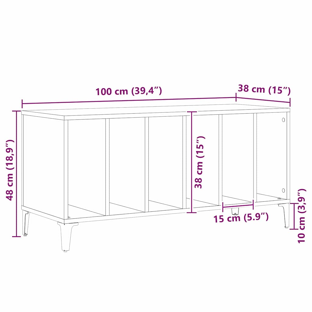 Record Cabinet 100 X 38 X 48 Cm Engineered Wood