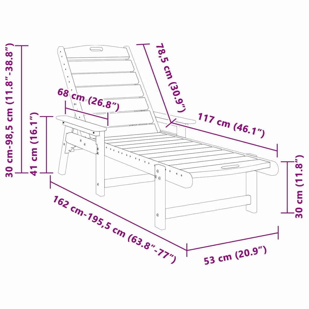 Sun Lounger 73.5 X 92 X 90Cm Plastic