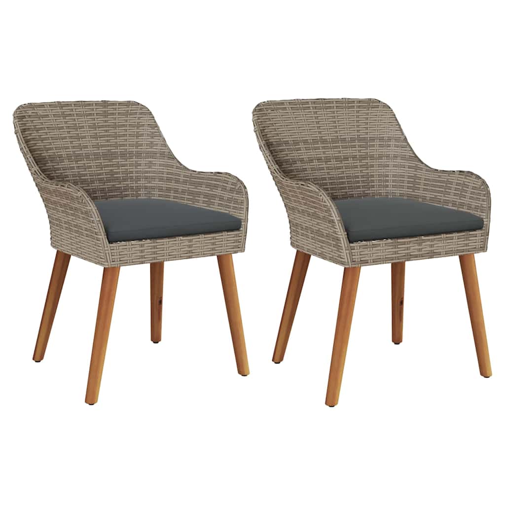 Garden Chair 2 Pcs Black 55 X 62.5 X 82Cm Poly Rattan