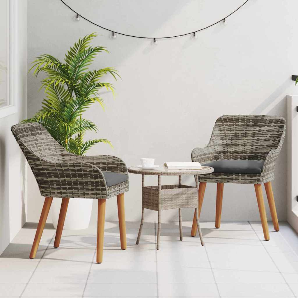Garden Chair 2 Pcs 55 X 62.5 X 82Cm Poly Rattan