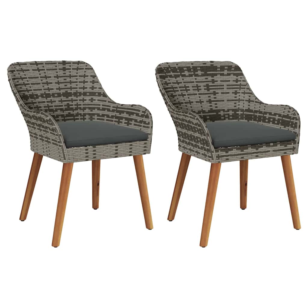 Garden Chair 2 Pcs 55 X 62.5 X 82Cm Poly Rattan
