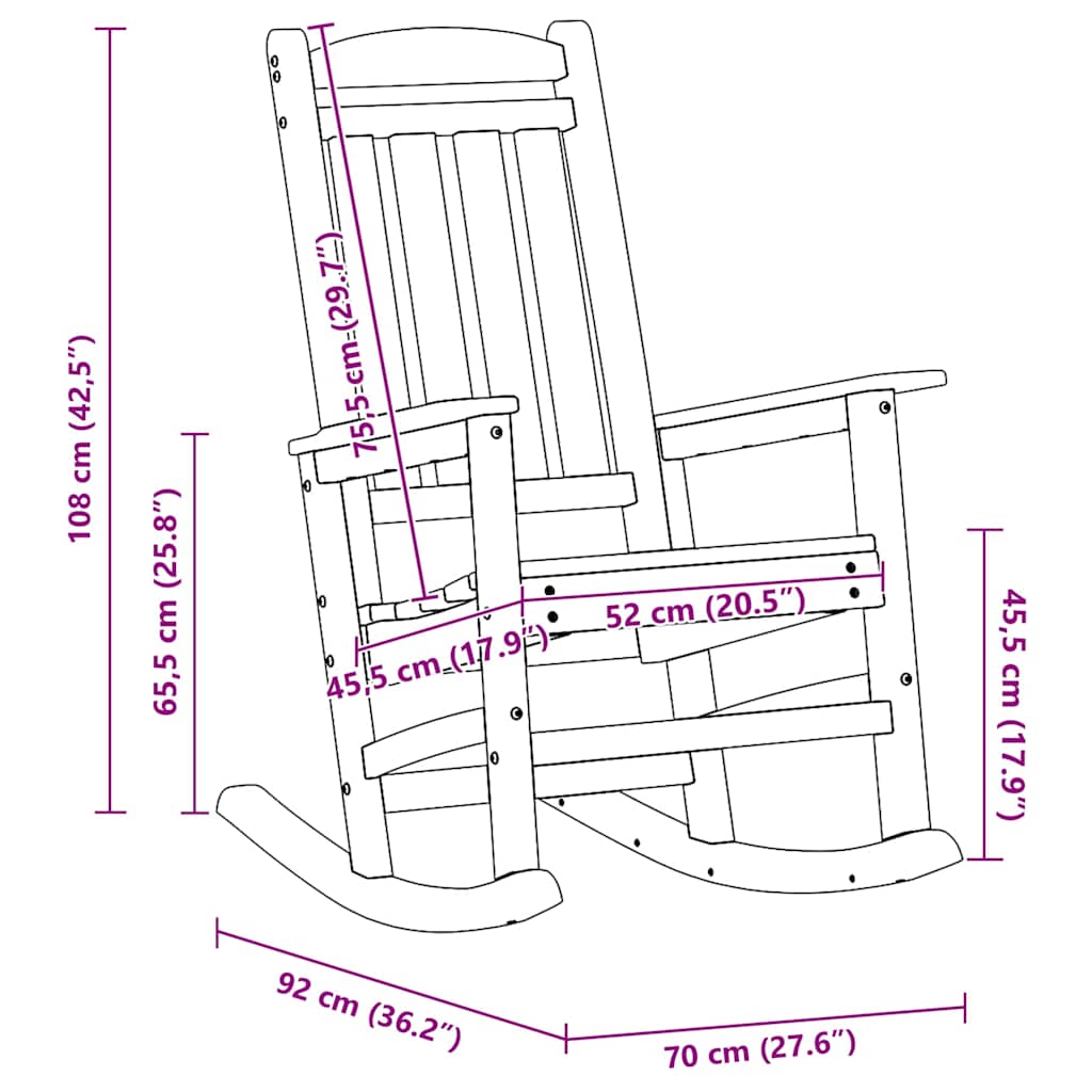 Garden Rocking Chair 2 Pcs 70 X 92 X 108Cm Plastic