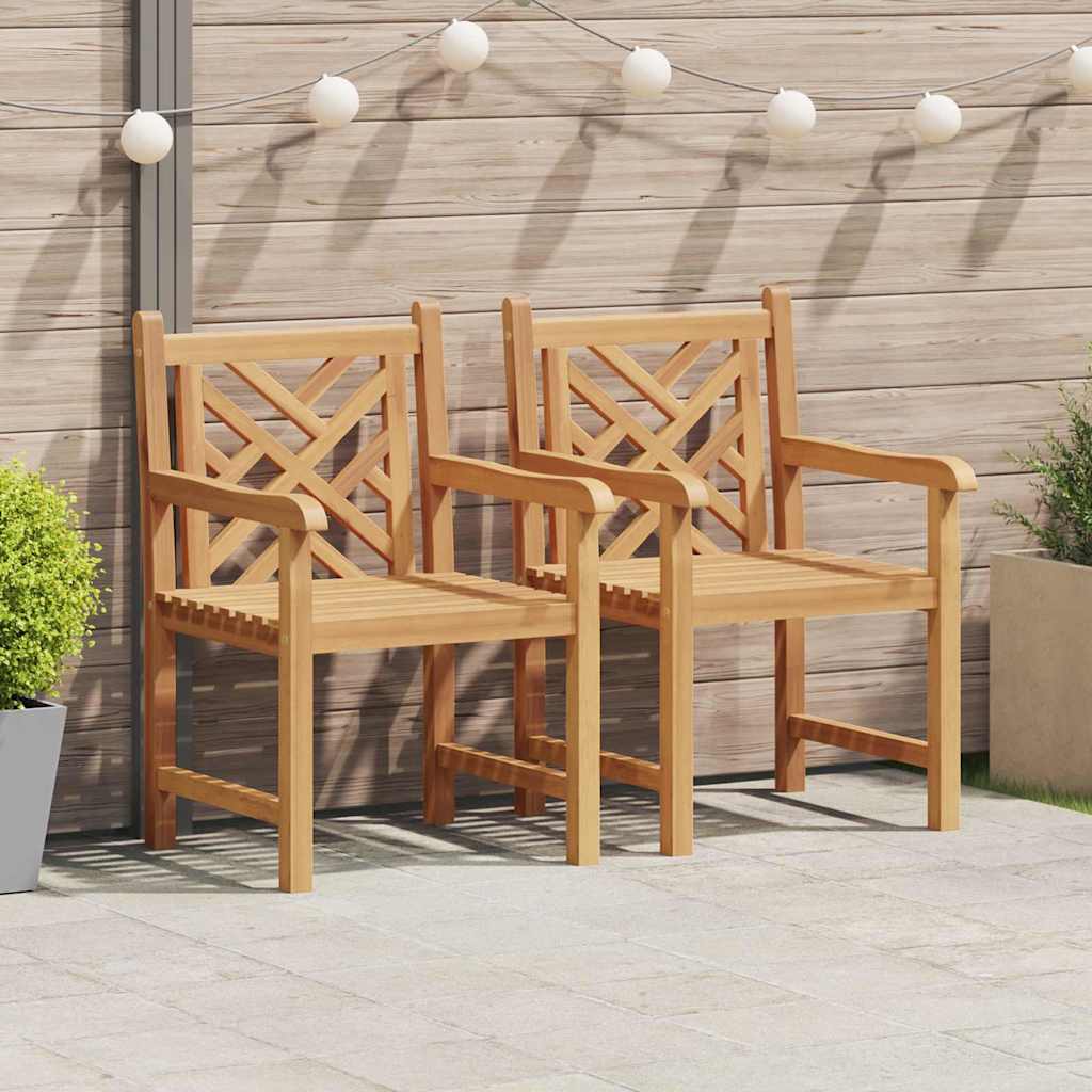 Garden Chairs 2 Pcs Brown 58 X 60 X 90 Cm Solid Teak Wood