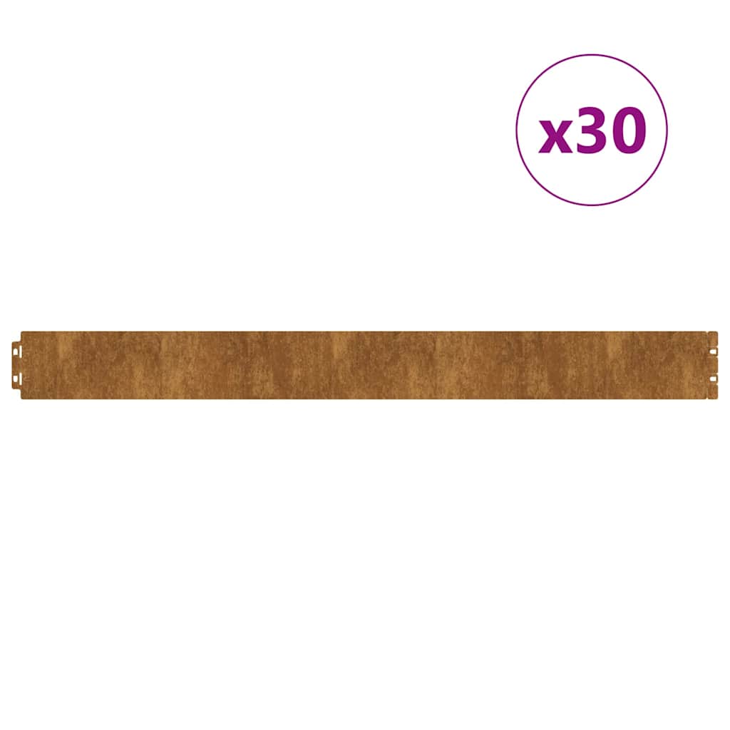Lawn Edgings 30 Pcs Rusty 103 X 20 Cm Weathering Steel