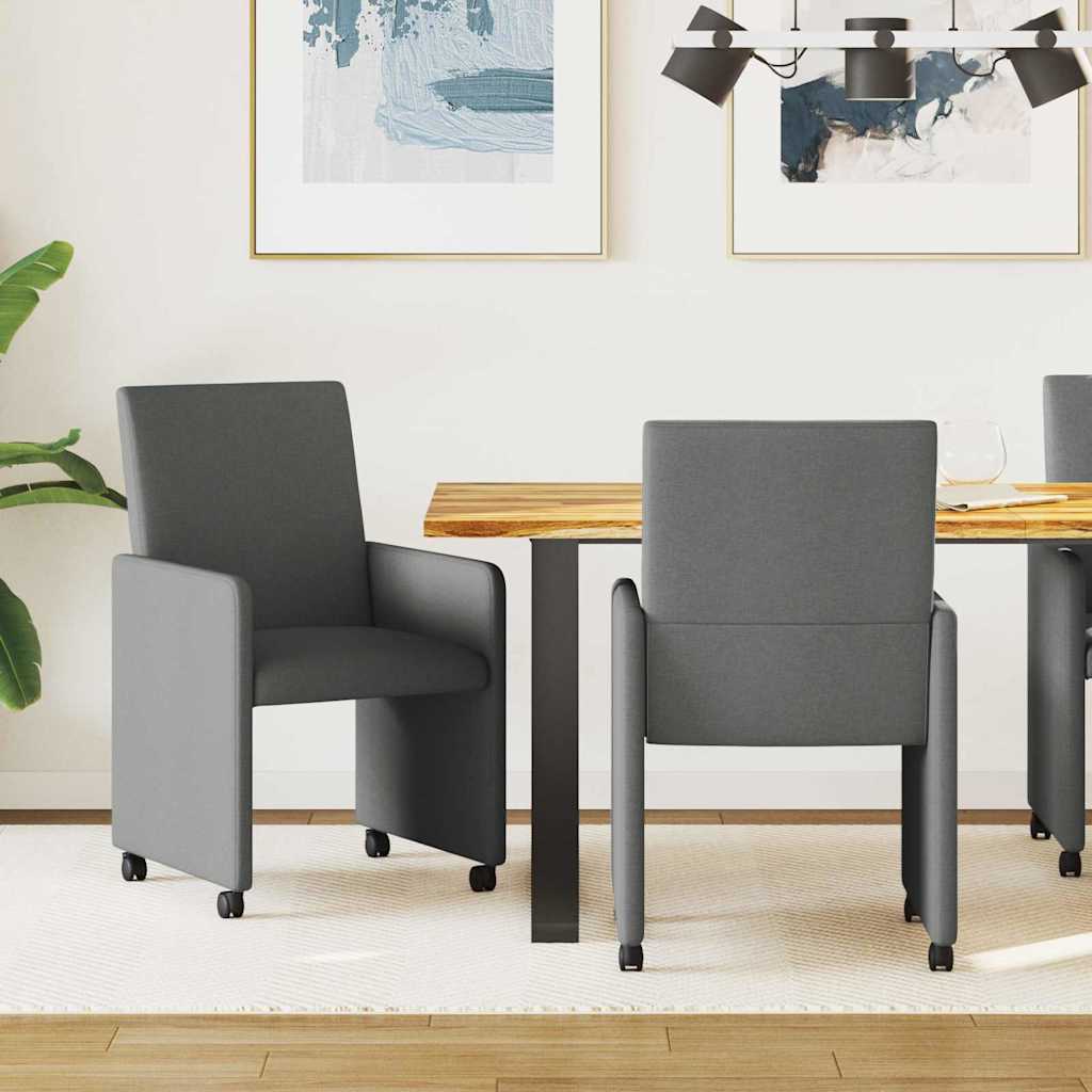 Dining Chairs With Wheel 2 Pcs 57 X 66 X 94 Cm Fabric