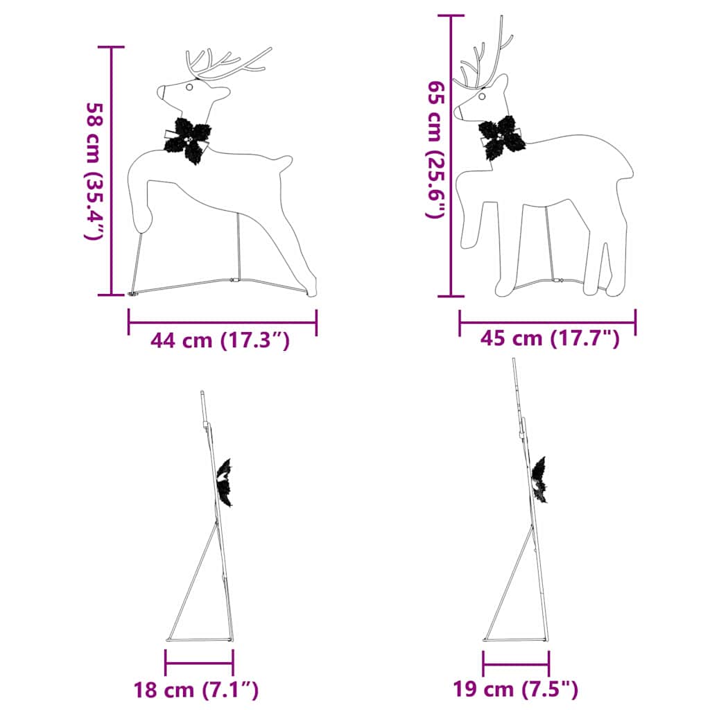 Led Reindeers 2 Pcs Warm White
