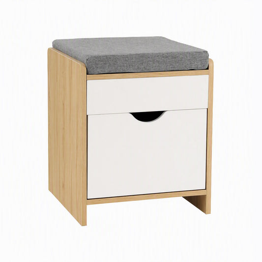 Artiss Storage Ottoman with Drawer 100kg Capacity Footrest Cushion Oak