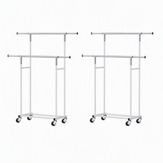 Artiss 2X Clothes Rack Double Rod Airer Rail Coat Stand Adjustable Hanger