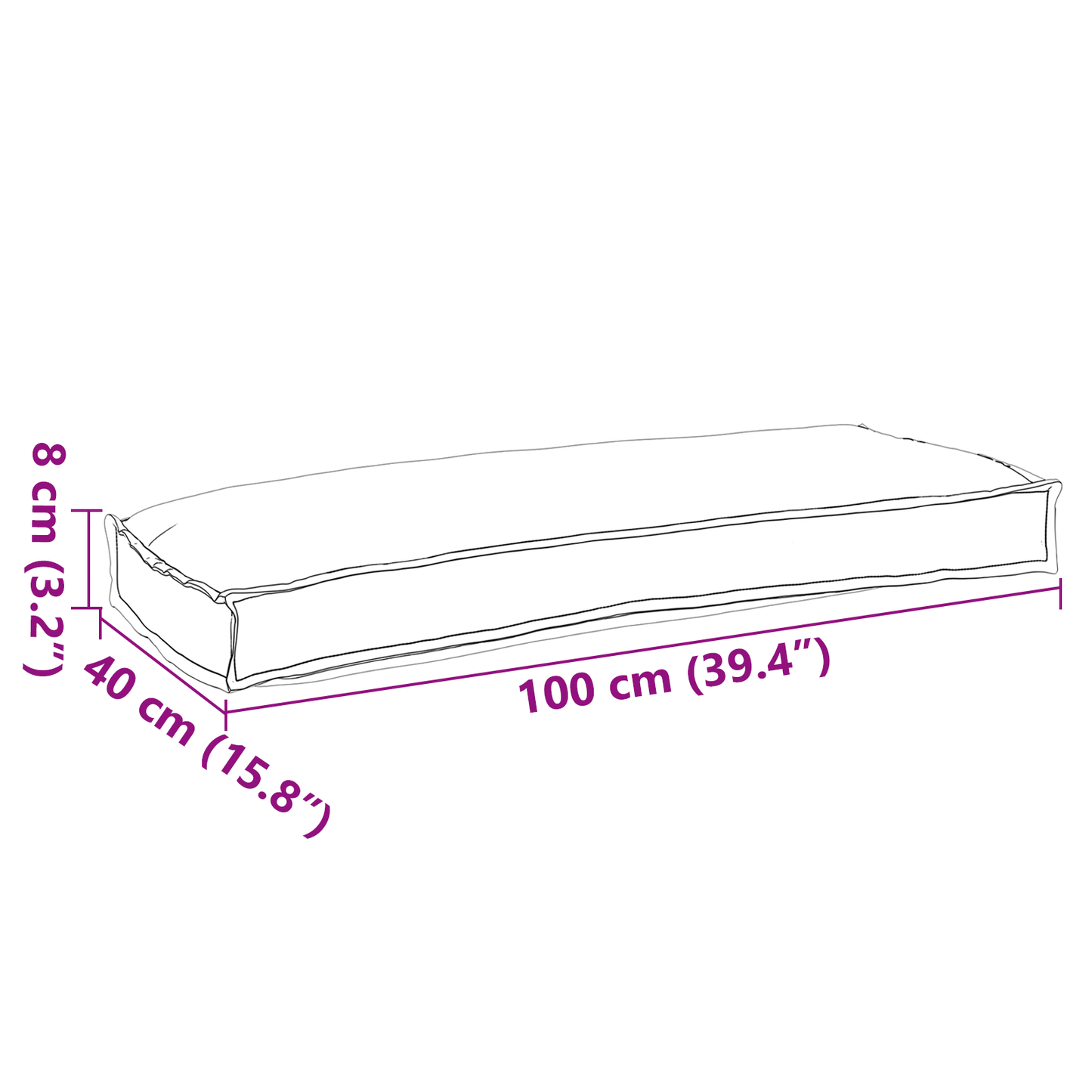 Pallet Cushion For Bench 100 X 40 X 8 Cm