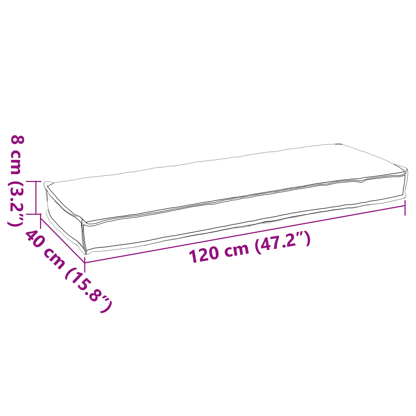Pallet Cushion Set 2 Pcs 120 X 40 X 8 Cm