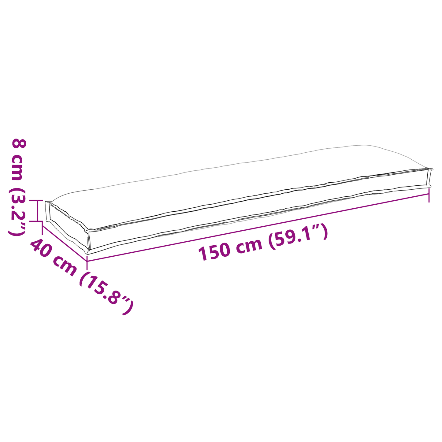 Pallet Cushion Set 2 Pcs 150 X 40 X 8 Cm