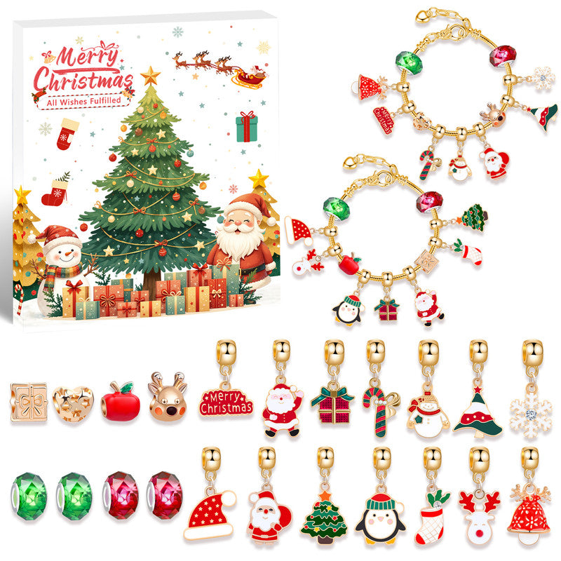 Christmas gift DIY Cartoon Snowman Bracelet Set with Crystal Beads