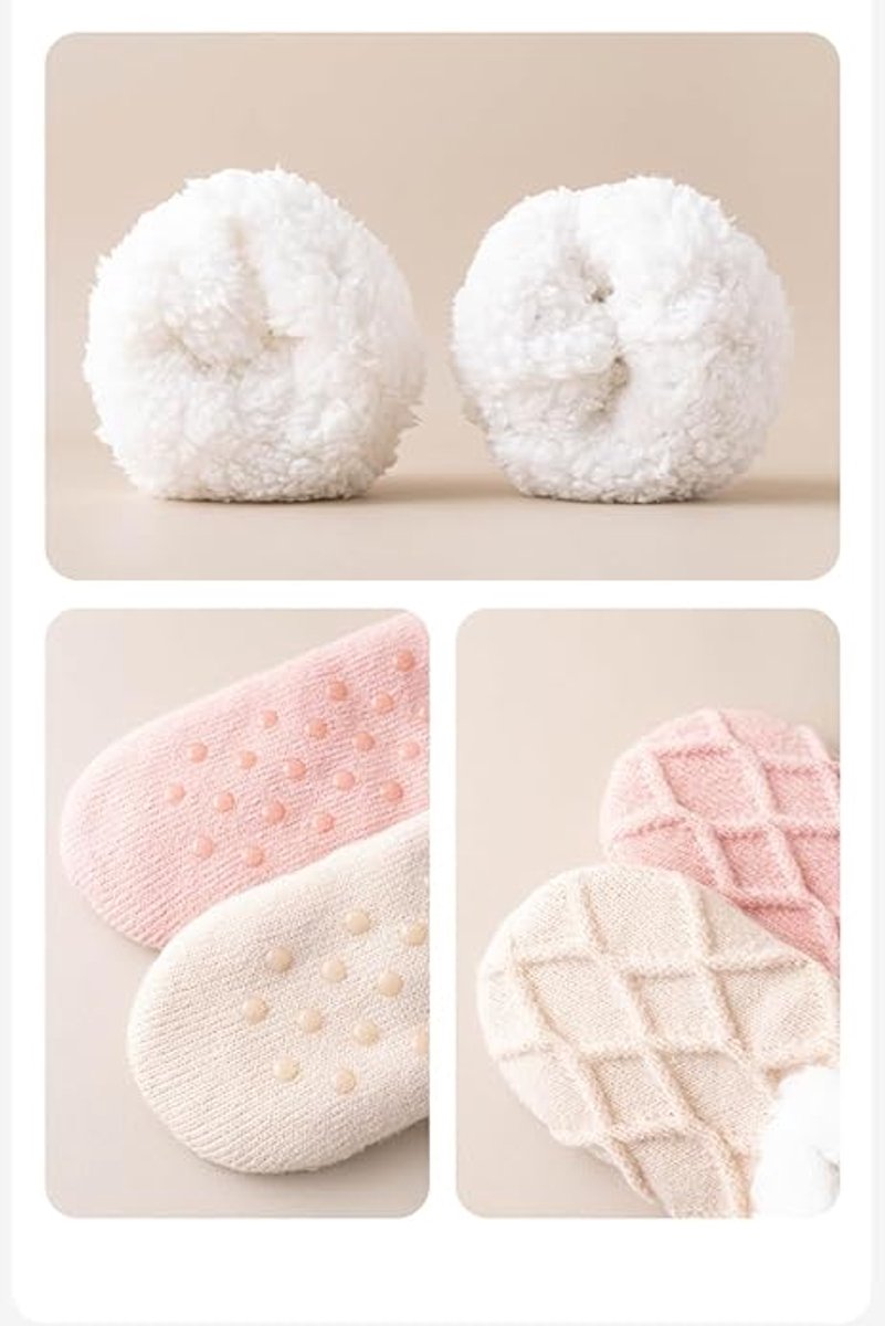Socks - Warm socks - Indoor socks - Women's slipper socks - Warm winter socks - Fleece socks - Comfortable - Winter warmth - Ultra-comfortable women's indoor slippers - One size fits all - White