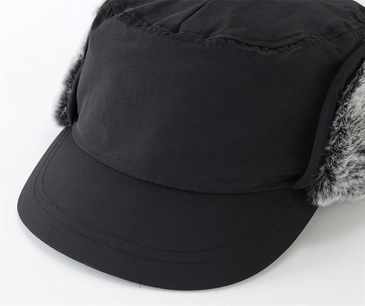 Beanie - Winter hat - Men's winter hat - Winter ear flap hat - with visor - with ear flaps - Ski hat - Cold weather - Trapper hat - Ear warmers Water-repellent outdoor hat - Winter - for outdoor sports, skiing, cycling, hiking, running - black