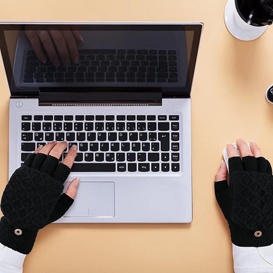 2 Pairs USB Heated Gloves - Heated Gloves - Electric Heating - Double-Sided Heating - Knitted Heated Gloves - Warm Winter Gloves - Gloves with Heating - Gloves - Winter - Unisex - Grey/Black