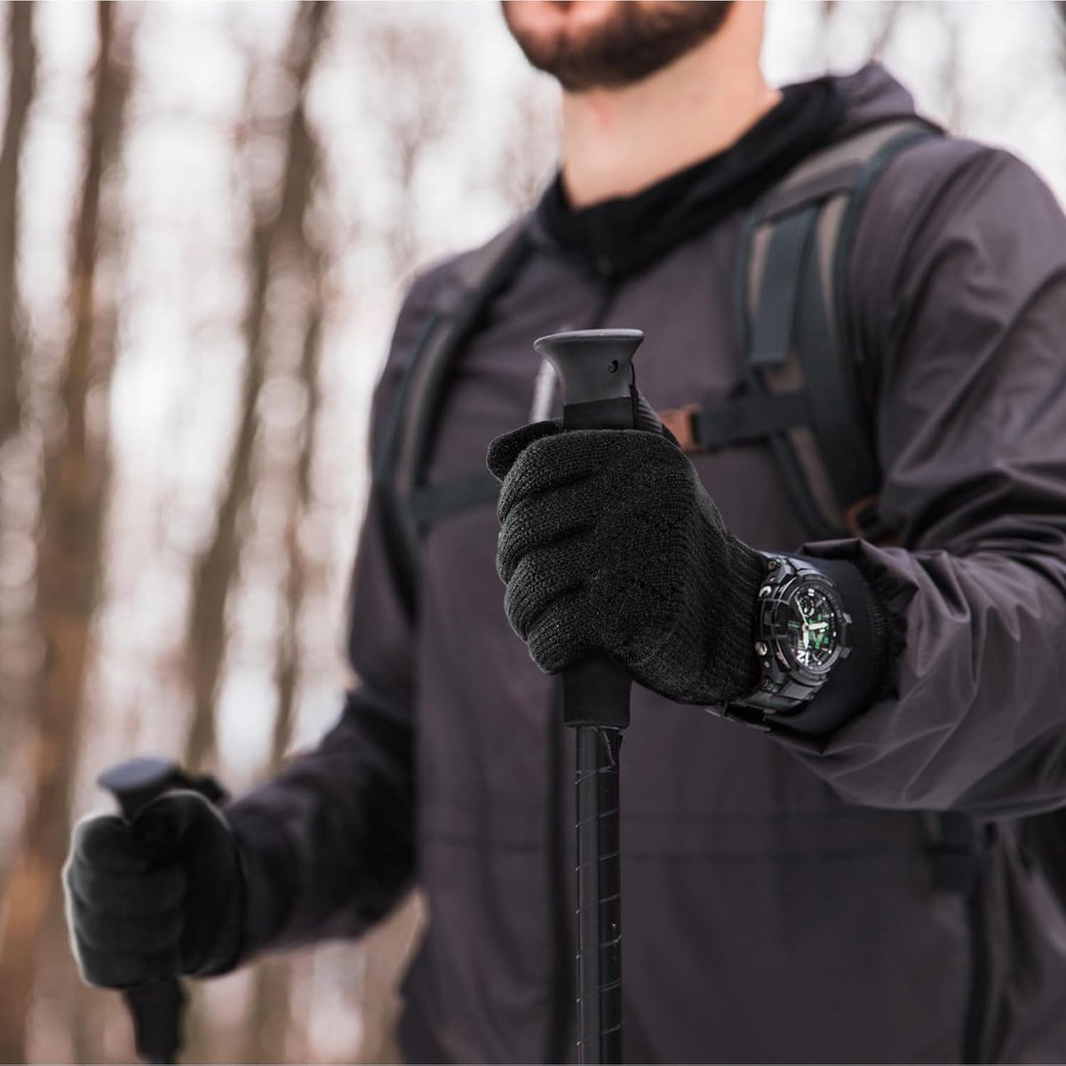 Gloves - Winter Gloves - Warm Gloves - Touchscreen Gloves - Men's Winter Touchscreen Gloves - Warm and windproof fleece lining - Durable and soft - for outdoors, running, skiing, cycling - black