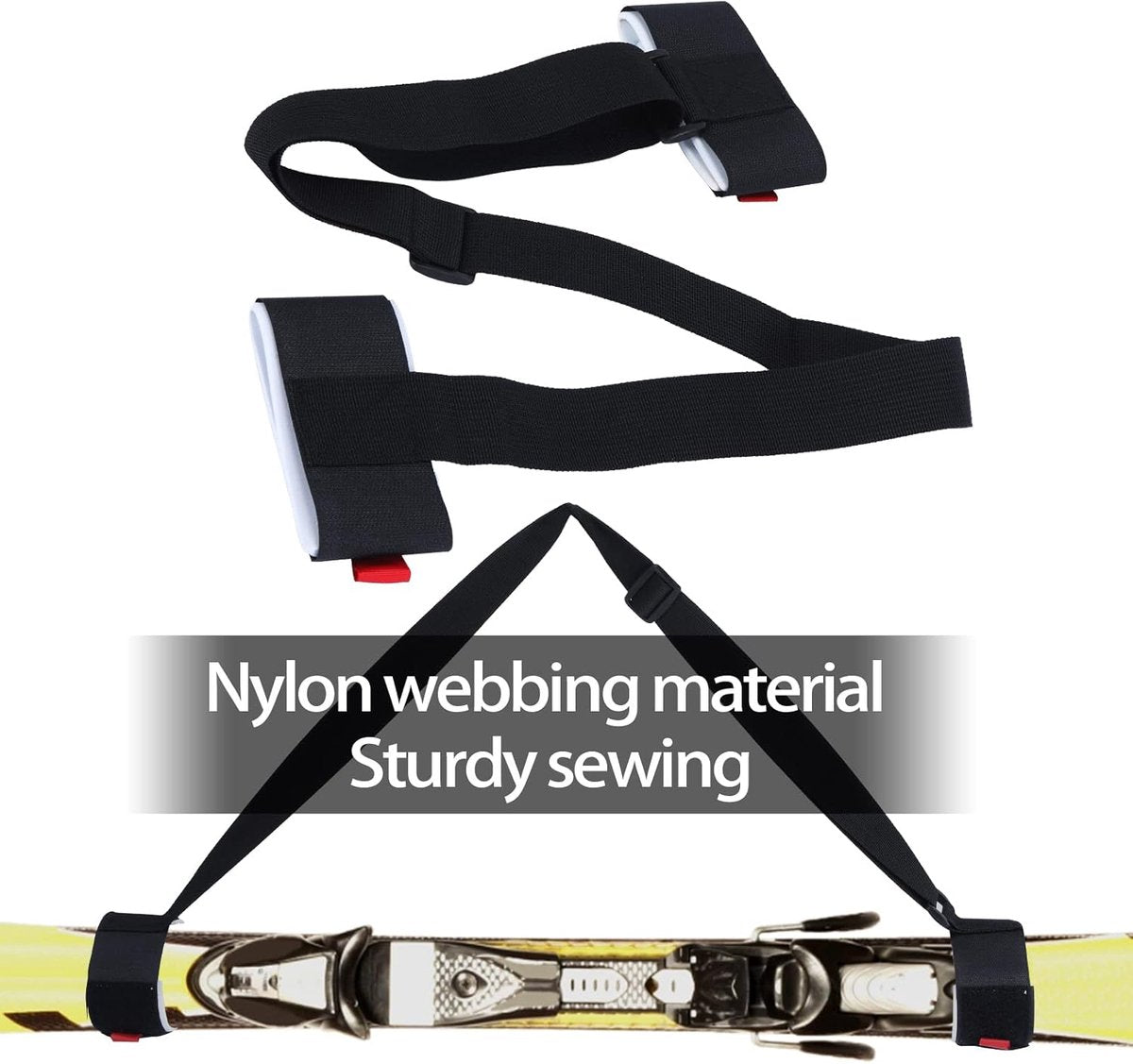 2 x Adjustable Ski Carrier - ski carrier straps - Ski accessories - Snowboard straps - Ski carrying strap - Winter sports ski carrying strap - Ski straps - Sled straps - Portable ski straps - Winter sports - for children and adults