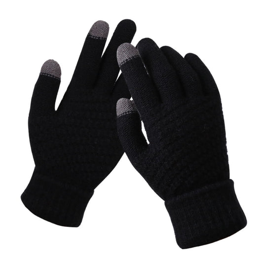 Dalrosia Women's Winter Touch Screen Gloves Warm Fleece Lined Knit Gloves Elastic Cuff Winter Texting Gloves Black
