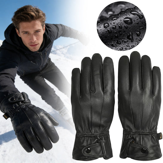 LGCASL Clearance! Mens Gloves,Gloves for Men,Mens Winter Gloves,Mens Leather Gloves Mens Winter Black Leather Gloves for Driving Dress Real Sheepskin Leather Warm Fleece Lined Gloves- 23*12cm Black