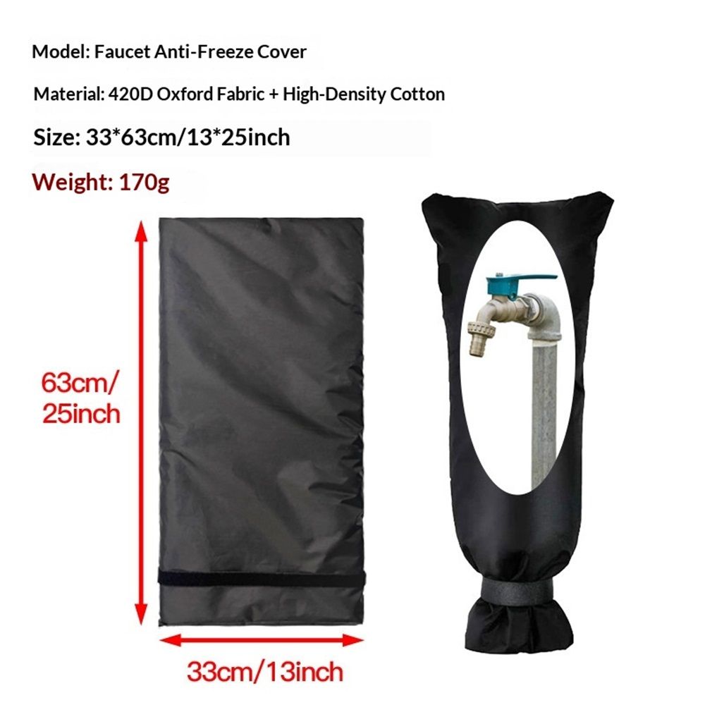 Outdoor Faucet Cover for Winter Freeze Protection 13*25inch Outdoor Long Faucet Cover Socks for Winter Waterproof Insulated Spigot(Black,2)