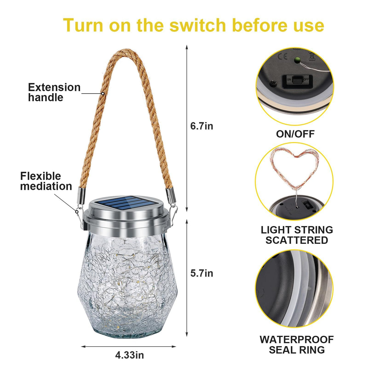 Solar Lantern Outdoor, 2 Pack Hanging Solar Lights Outdoor Waterproof, Upgraded 60 LED Lanterns Decorative , Warm White