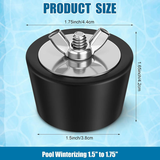 2 Pcs 1.5 to 1.75 Inch Pool Winterizing Plugs PVC/Steel Pipe Plugs Rubber Hole Stoppers for Swimming Pool Return Skimmer Winter Expansion with SS Screw Stainless Steel Bolt Heavy Duty Rubber