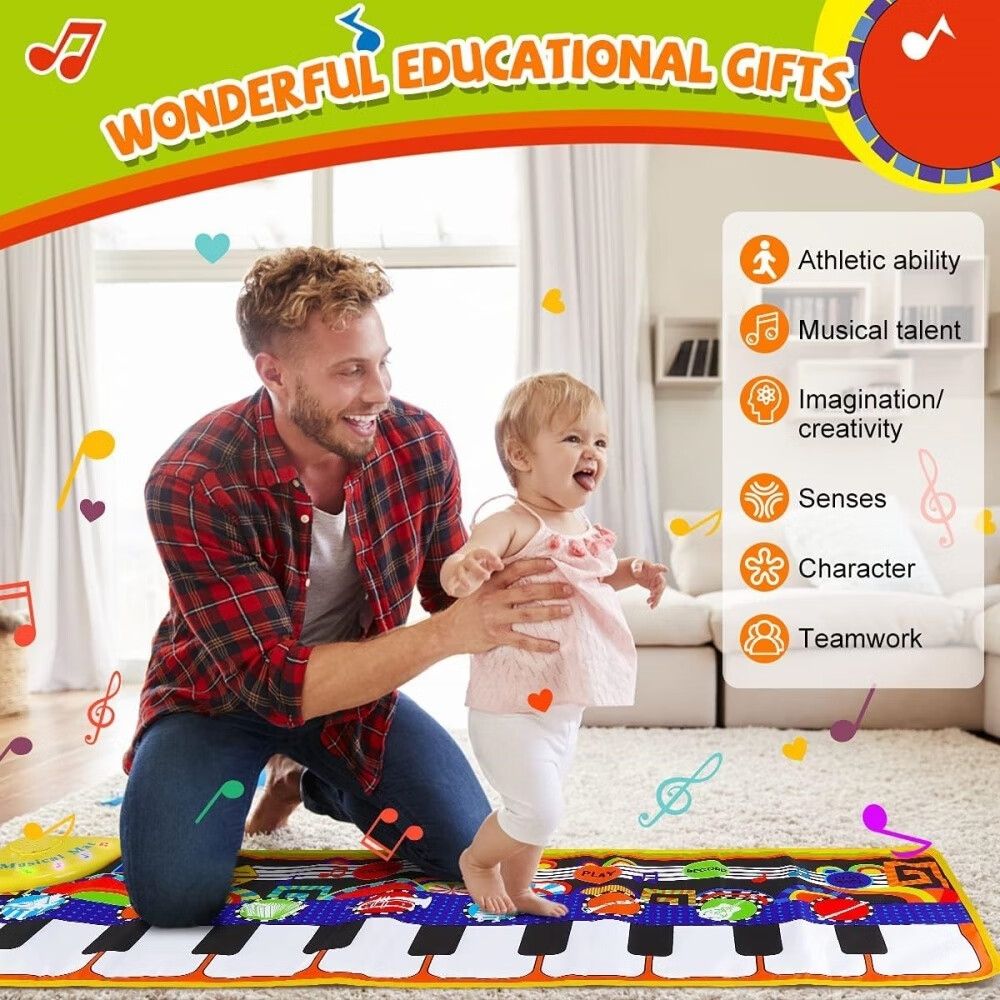 Musical Piano Mat for Toddlers - 28 Music Sounds Floor Piano Keyboard Dance Playmat - Toy & Gift for Kids 1-5 Years Old Boys Girls