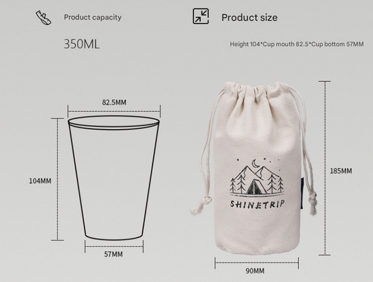 White 304 Stainless Steel Camping Cup - 350ml Outdoor Drinkware(Set of 4 with Bag)