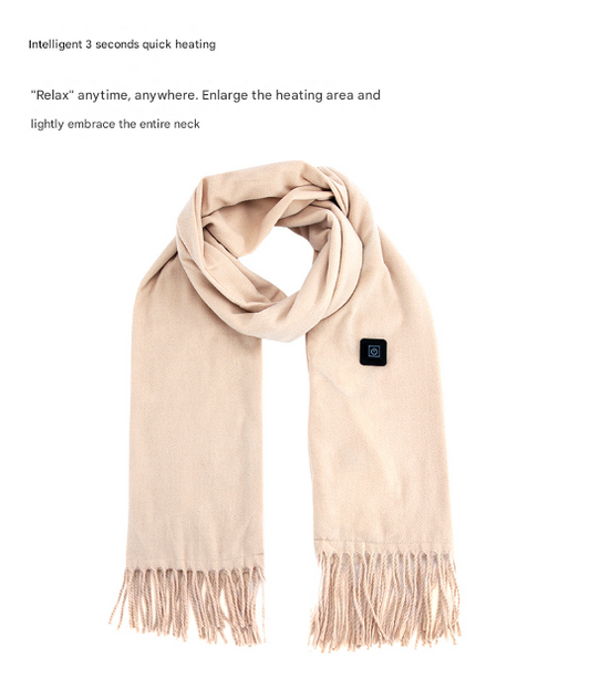 Pink USB Electric Heated Scarf - 3-Level Heat Setting Winter Neck Warmer