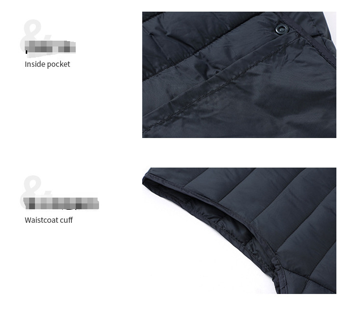 L Navy Blue Men's Lightweight Puffer Vest - Stand Collar Quilted Sleeveless Jacket for Winter