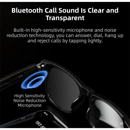 Black Ultra-Light AI Smart Sunglasses - Immersive Stereo Sound, Clear Noise Reduction, IPX Waterproof, Comfortable & Stylish