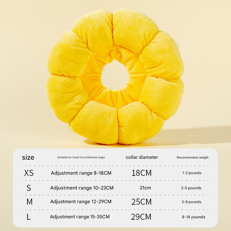 3-Pcs Soft Yellow Sunflower Elizabethan Collar Adjustable Pet Cone for Cats and Small Dogs Anti-Bite Recovery Neck Pillow(L)