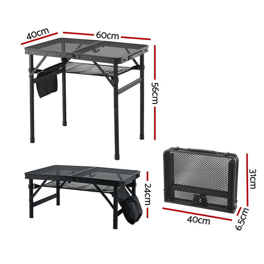 Gardeon BBQ Camp Table, 60*40*56 Portable Foldable Lightweight Grill Outdoor Metal Table 2.5kg