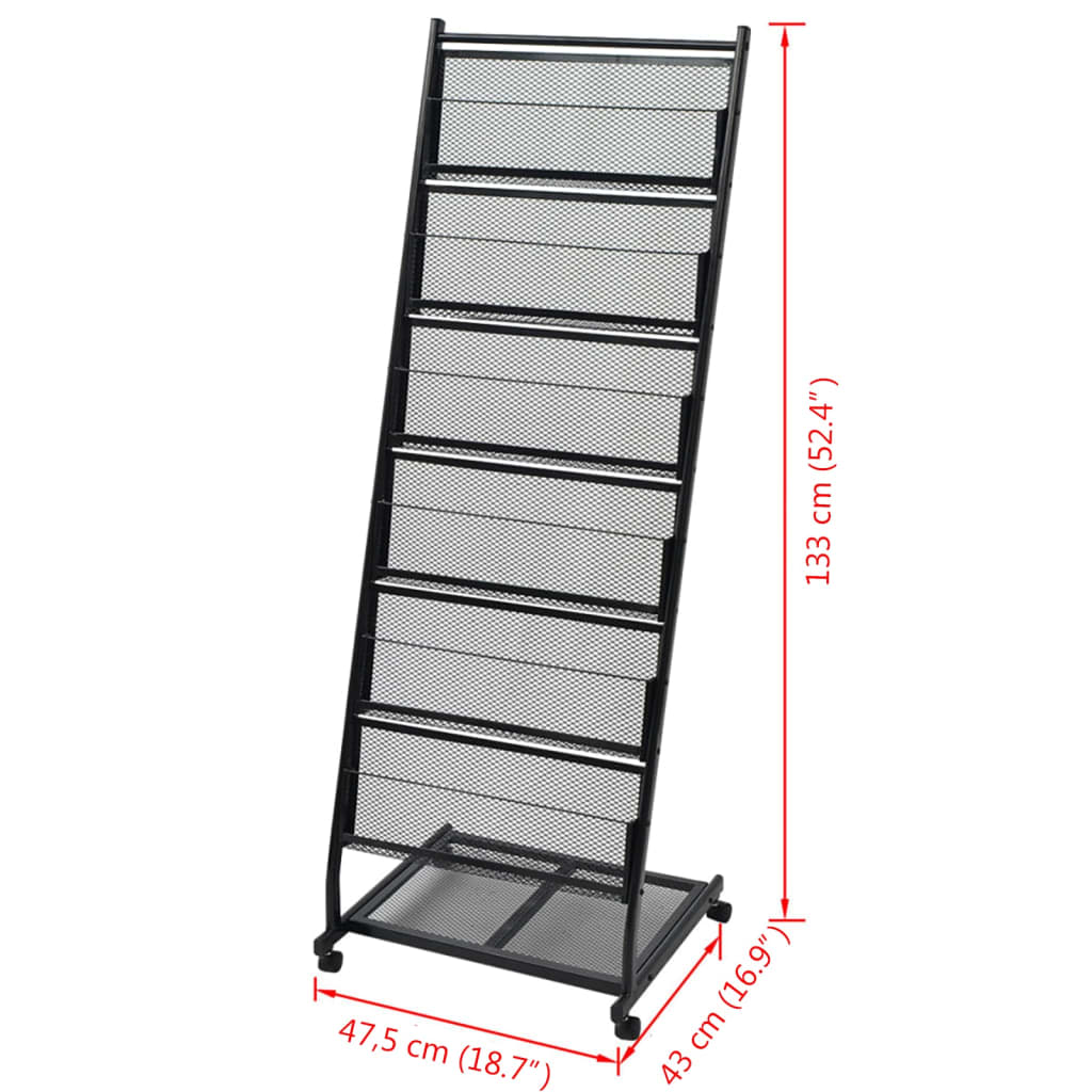 Magazine Rack 47.5X43X133 Cm Black A4