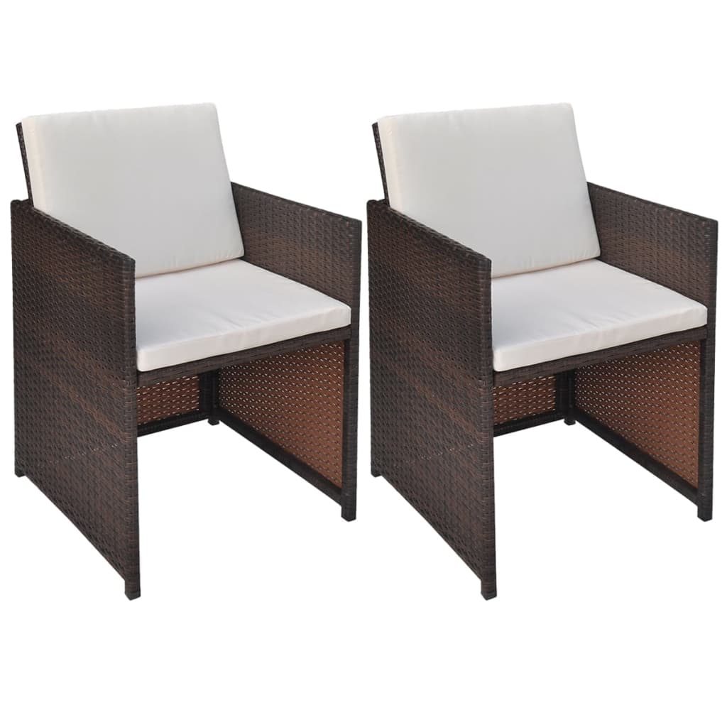 Garden Chairs With Cushions 2 Pcs Poly Rattan