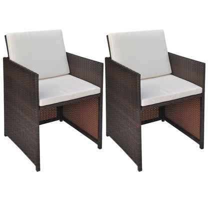 Garden Chairs With Cushions 2 Pcs Poly Rattan