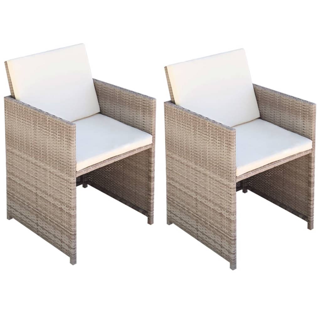Garden Chairs With Cushions 2 Pcs Poly Rattan