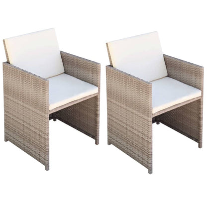 Garden Chairs With Cushions 2 Pcs Poly Rattan