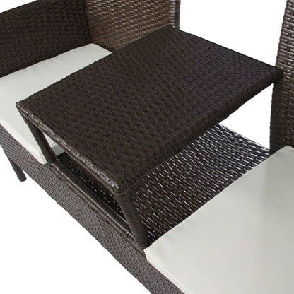 2-Seater Garden Sofa With Tea Table Poly Rattan