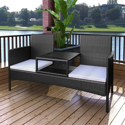 2-Seater Garden Sofa With Tea Table Poly Rattan