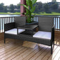 2-Seater Garden Sofa With Tea Table Poly Rattan
