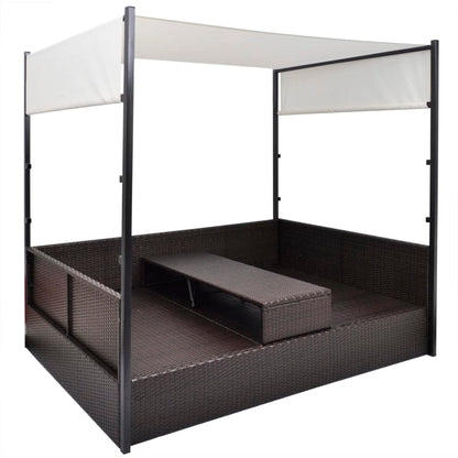 Garden Bed With Canopy 190X130 Cm Poly Rattan
