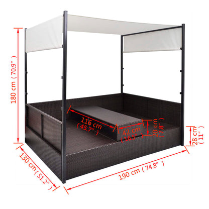 Garden Bed With Canopy 190X130 Cm Poly Rattan